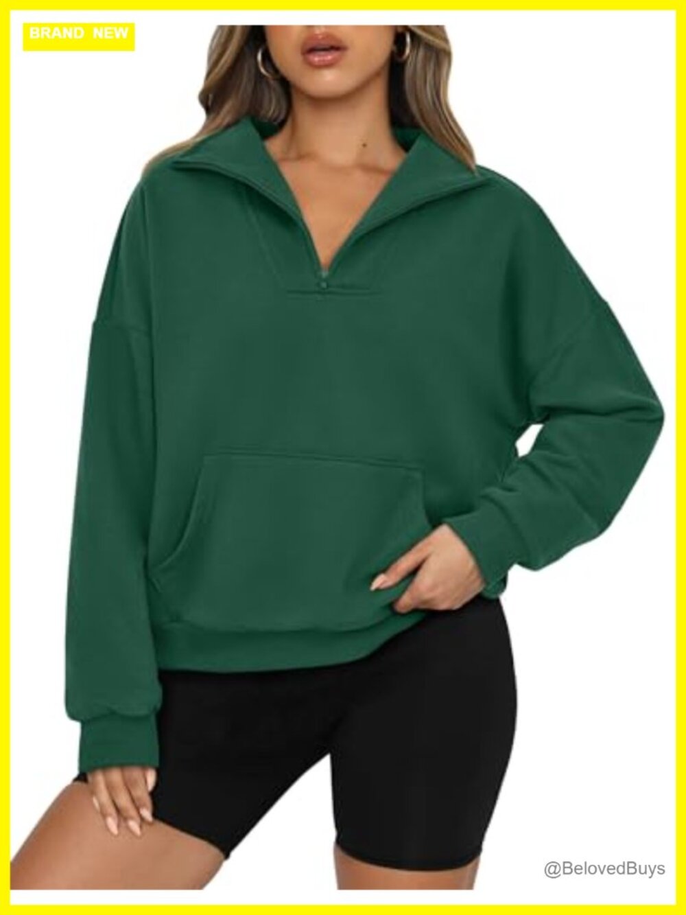 Womens Long Sleeve Quarter Zip Crop Sweatshirt Pullover